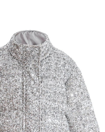 kids atelier tulleen Gray Glitter Puffer Jacket