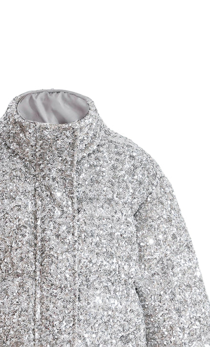 kids atelier tulleen Gray Glitter Puffer Jacket