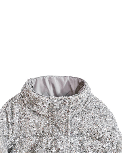 kids atelier tulleen Gray Glitter Puffer Jacket