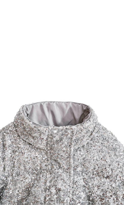 kids atelier tulleen Gray Glitter Puffer Jacket