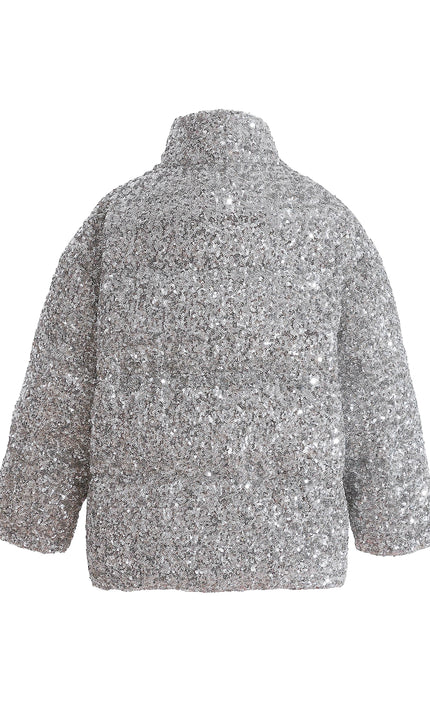 kids atelier tulleen Gray Glitter Puffer Jacket