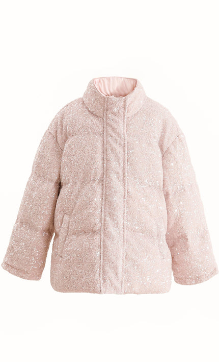 kids atelier tulleen Pink Glitter Puffer Jacket