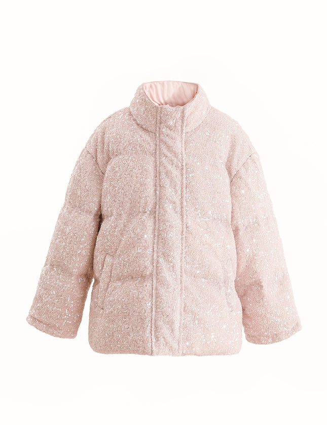 kids atelier tulleen Pink Glitter Puffer Jacket