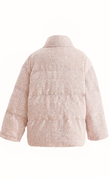 kids atelier tulleen Pink Glitter Puffer Jacket