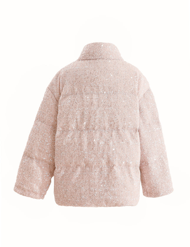 kids atelier tulleen Pink Glitter Puffer Jacket
