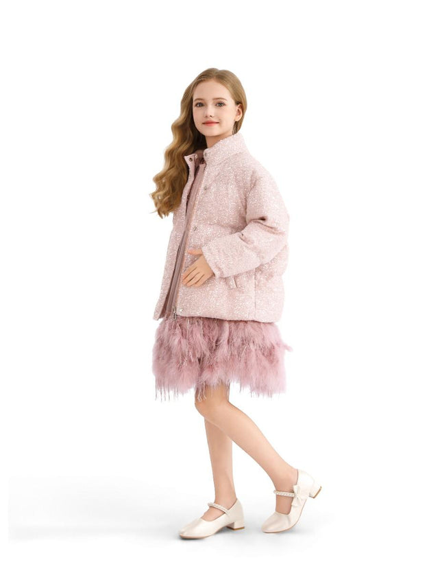 kids atelier tulleen Pink Glitter Puffer Jacket