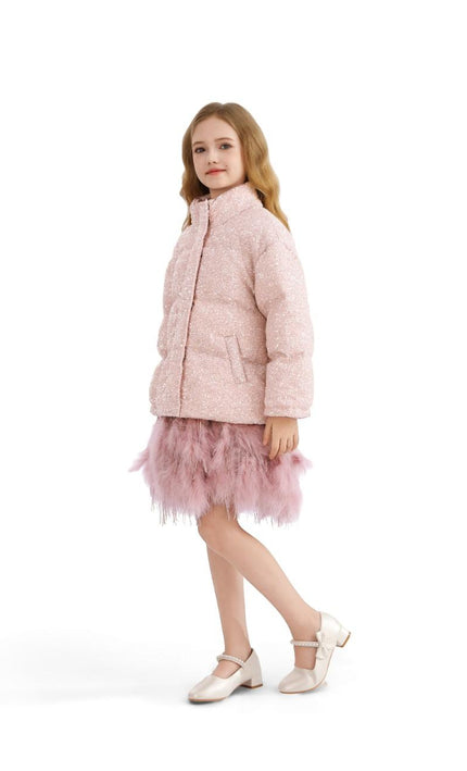 kids atelier tulleen Pink Glitter Puffer Jacket