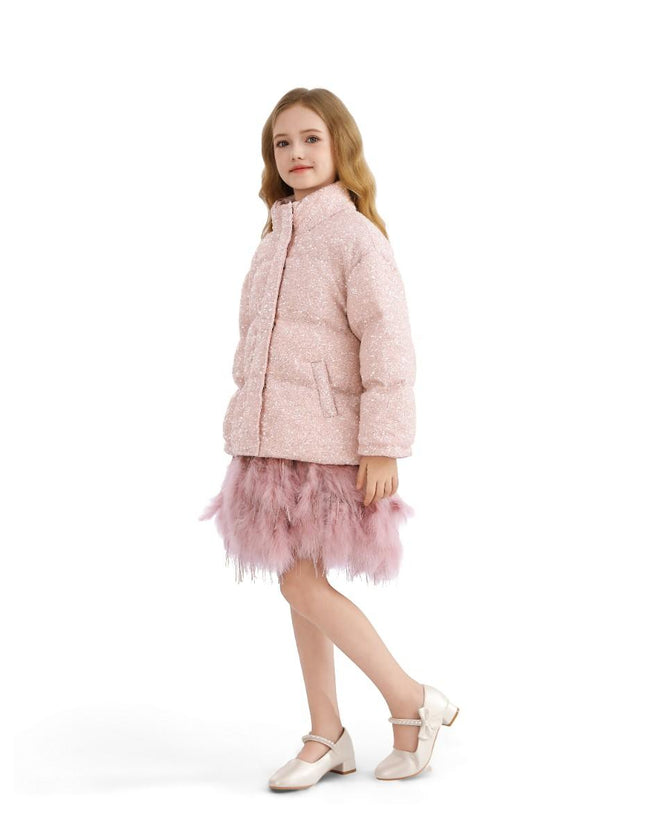 kids atelier tulleen Pink Glitter Puffer Jacket