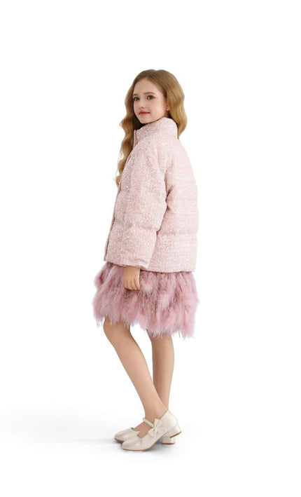 kids atelier tulleen Pink Glitter Puffer Jacket
