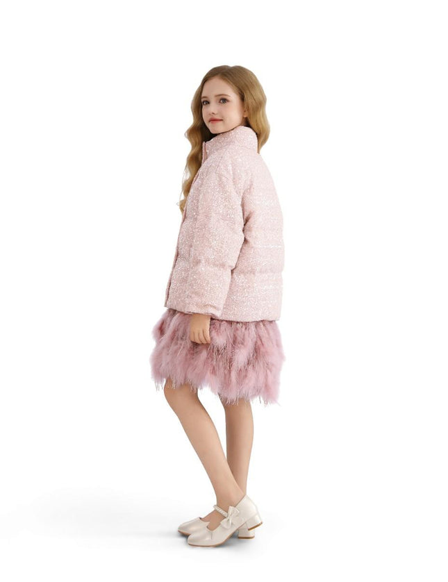 kids atelier tulleen Pink Glitter Puffer Jacket