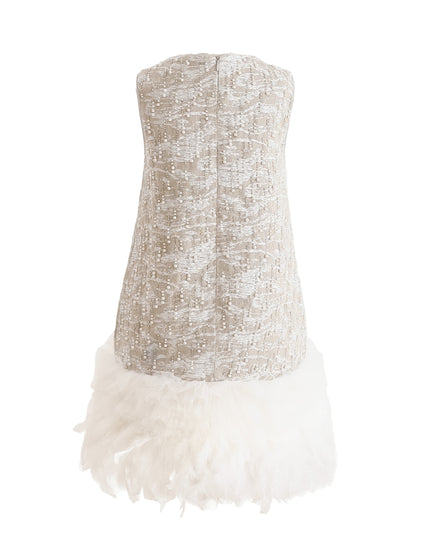 kids atelier tulleen Silver Feathered Party Dress