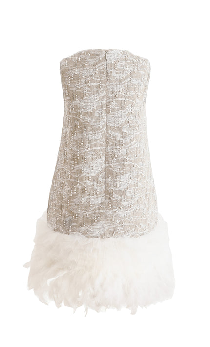 kids atelier tulleen Silver Feathered Party Dress