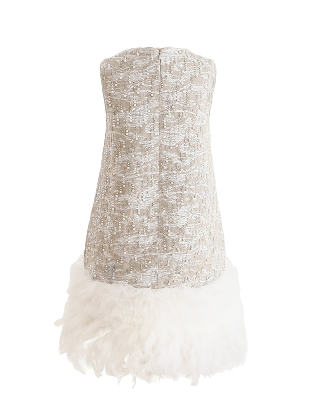 kids atelier tulleen Silver Feathered Party Dress