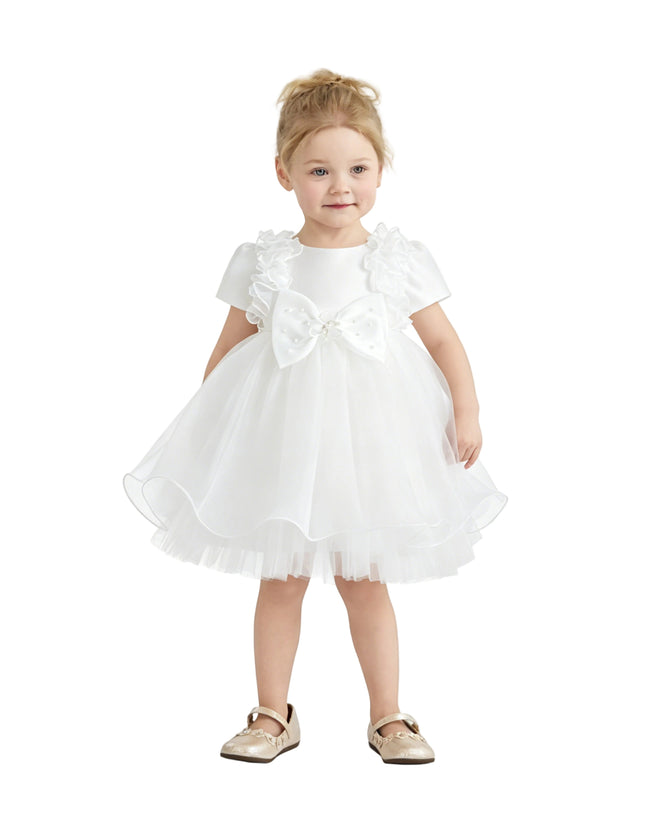 kids atelier tulleen White Celestara Ruffle Bow Dress