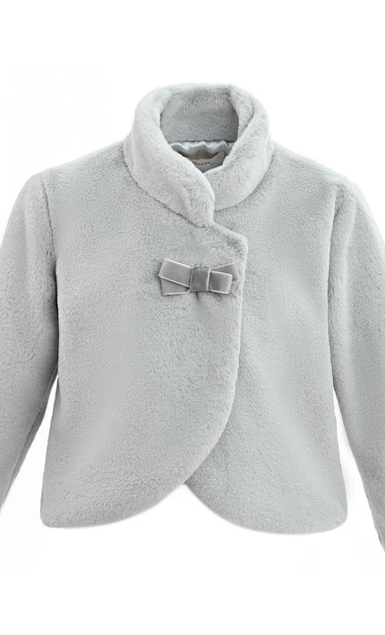 kids atelier tulleen Gray Plush Asymmetrical Coat