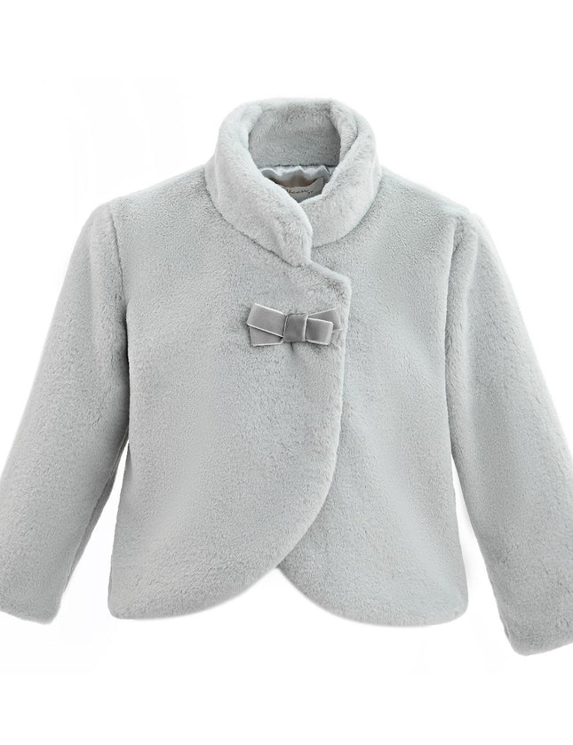 kids atelier tulleen Gray Plush Asymmetrical Coat