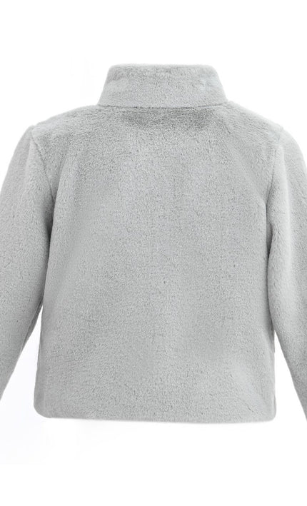 kids atelier tulleen Gray Plush Asymmetrical Coat