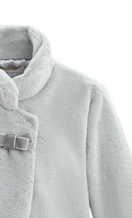 kids atelier tulleen Gray Plush Asymmetrical Coat