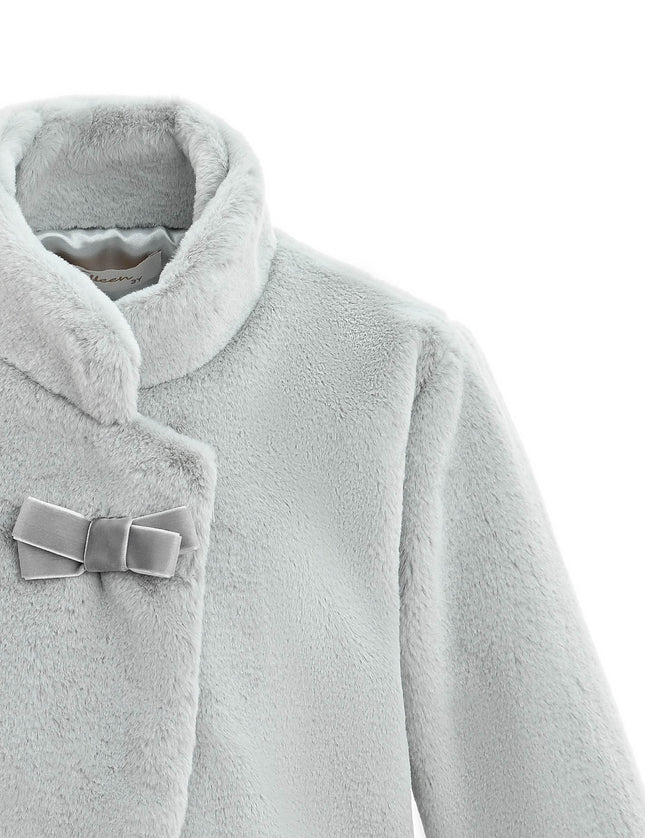 kids atelier tulleen Gray Plush Asymmetrical Coat