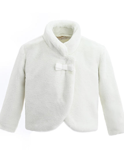kids atelier tulleen Ivory Plush Asymmetrical Coat