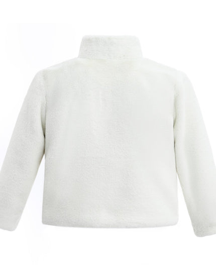 kids atelier tulleen Ivory Plush Asymmetrical Coat