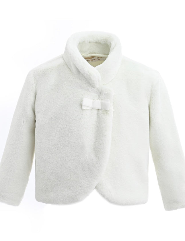 kids atelier tulleen Ivory Plush Asymmetrical Coat