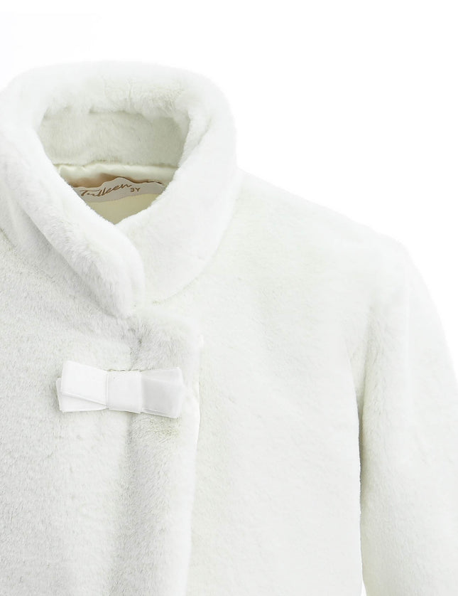 kids atelier tulleen Ivory Plush Asymmetrical Coat