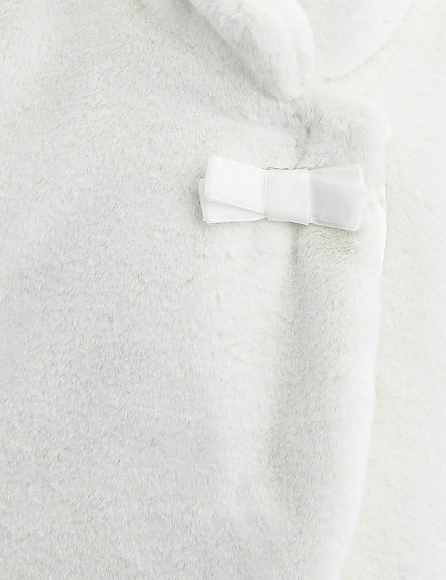 kids atelier tulleen Ivory Plush Asymmetrical Coat