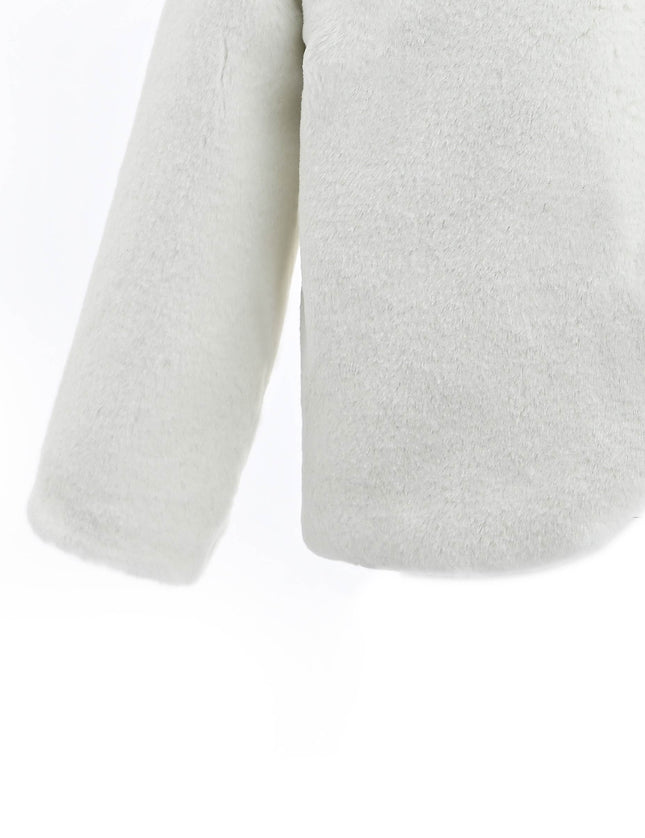 kids atelier tulleen Ivory Plush Asymmetrical Coat
