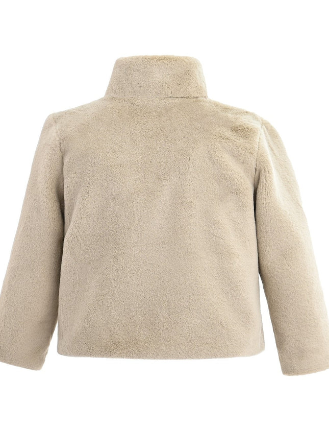 kids atelier tulleen Beige Plush Asymmetrical Coat