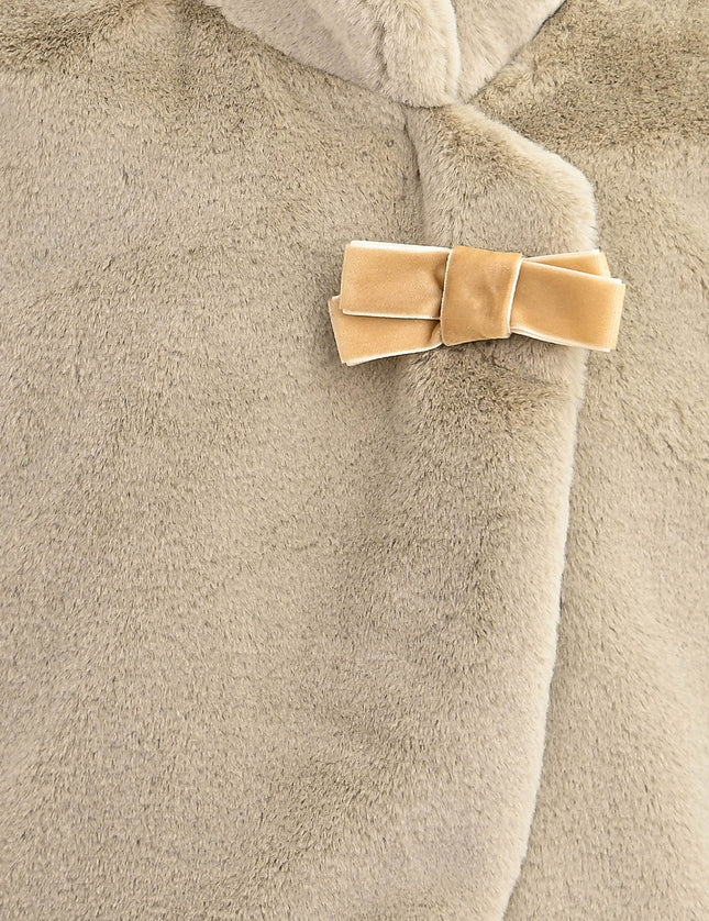 kids atelier tulleen Beige Plush Asymmetrical Coat