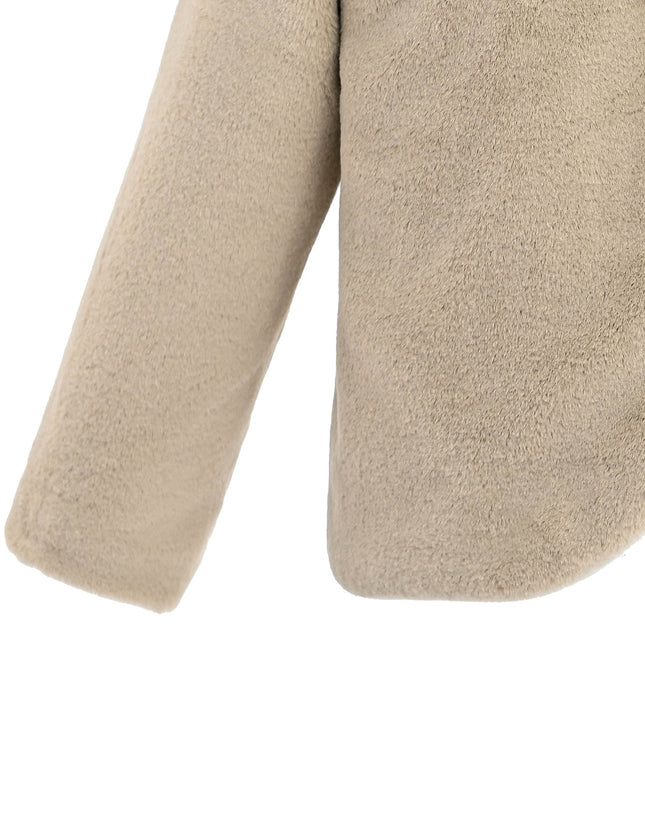 kids atelier tulleen Beige Plush Asymmetrical Coat