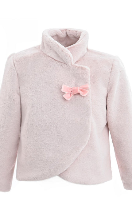 kids atelier tulleen Pink Plush Asymmetrical Coat