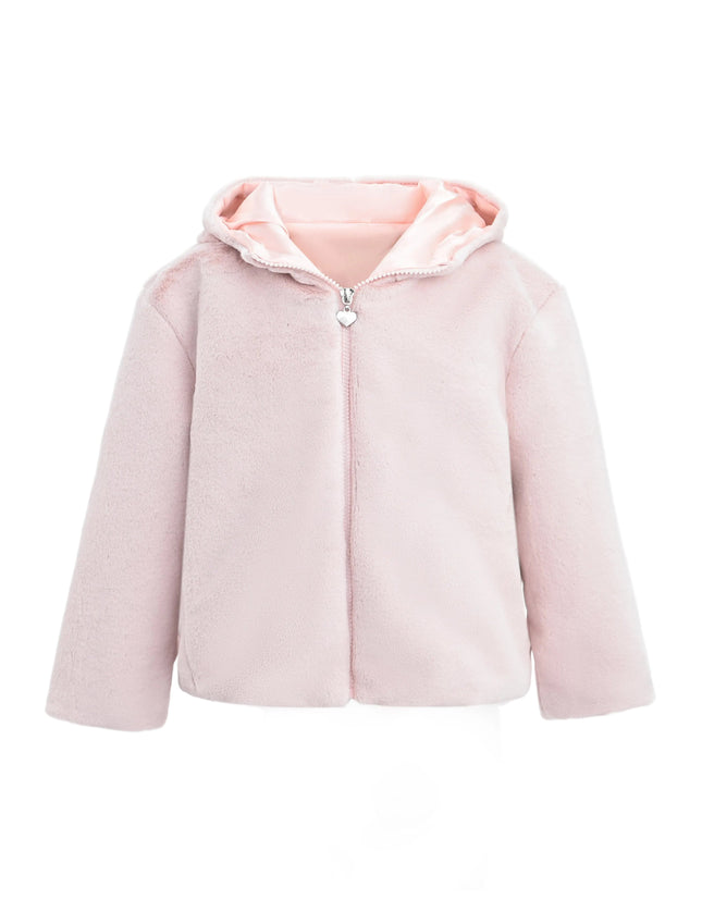 kids atelier tulleen Pink Plush Hooded Jacket