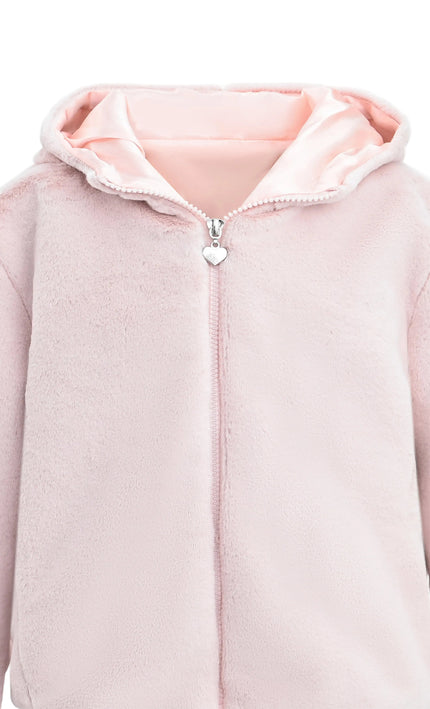 kids atelier tulleen Pink Plush Hooded Jacket