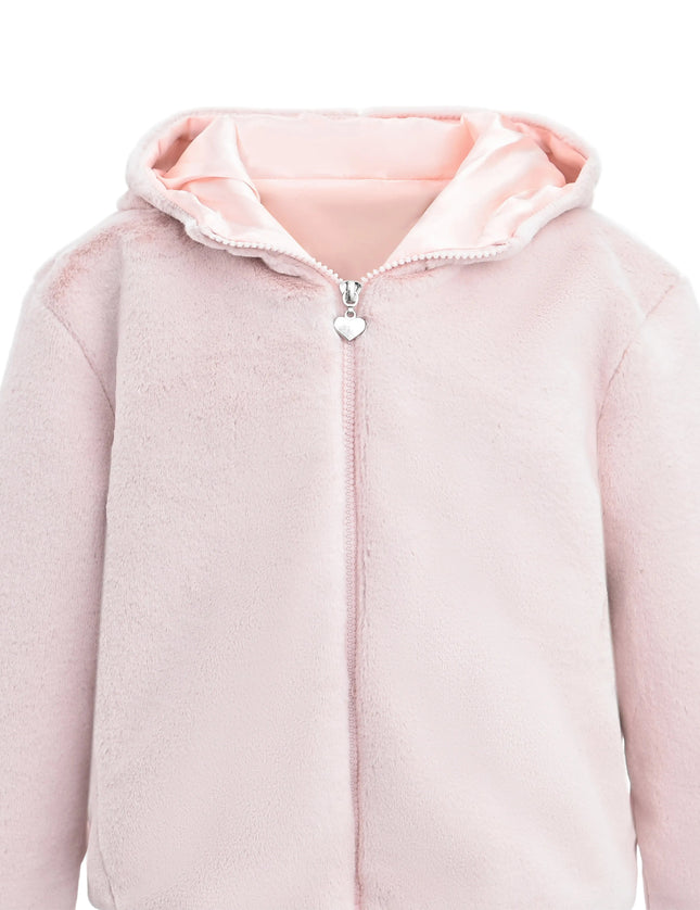 kids atelier tulleen Pink Plush Hooded Jacket