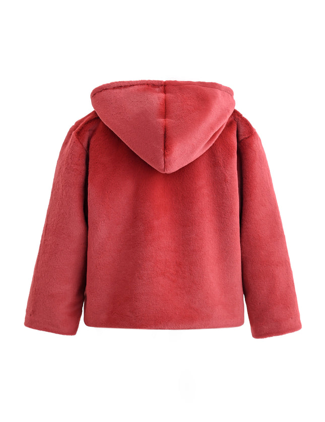 kids atelier tulleen Red Plush Hooded Jacket