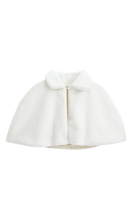 kids atelier tulleen Ivory Faux Fur Cape