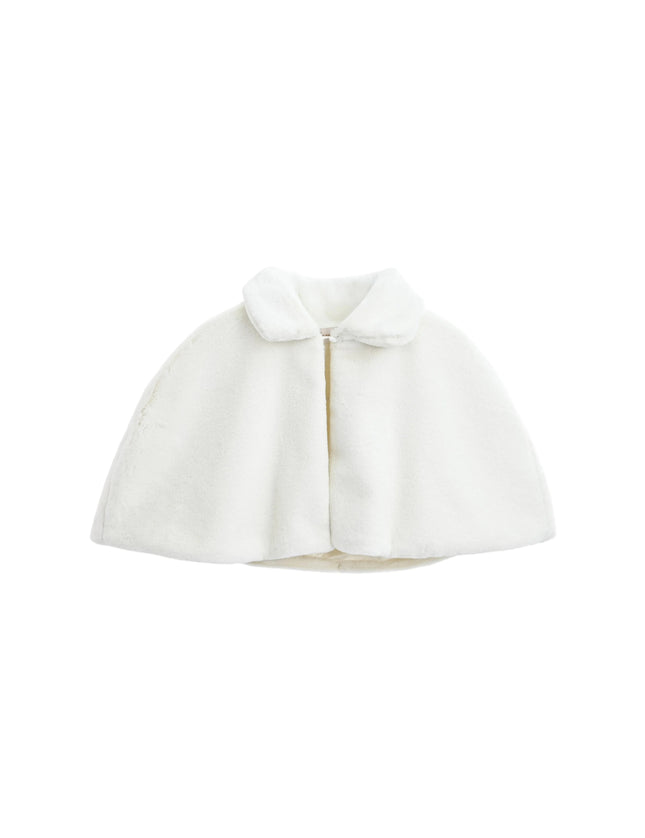 kids atelier tulleen Ivory Faux Fur Cape