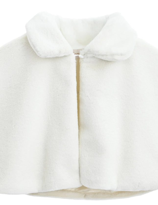 kids atelier tulleen ivory  Faux Fur Cape