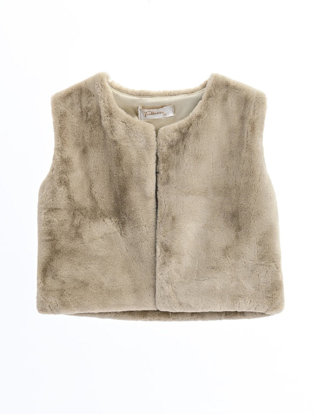 kids atelier tulleen Beige Plush Fur Vest