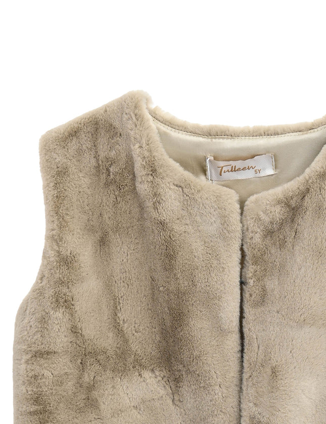 kids atelier tulleen Beige Plush Fur Vest
