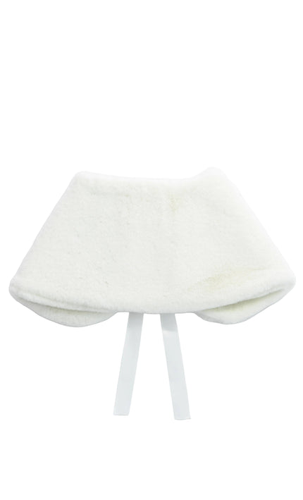 kids atelier tulleen Ivory Ribbon-Tie Faux Fur Collar