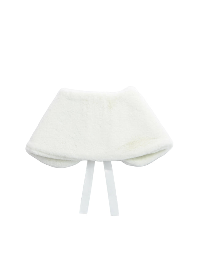kids atelier tulleen Ivory Ribbon-Tie Faux Fur Collar