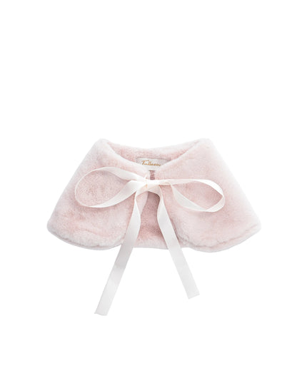 kids atelier tulleen Pink Ribbon-Tie Faux Fur Collar