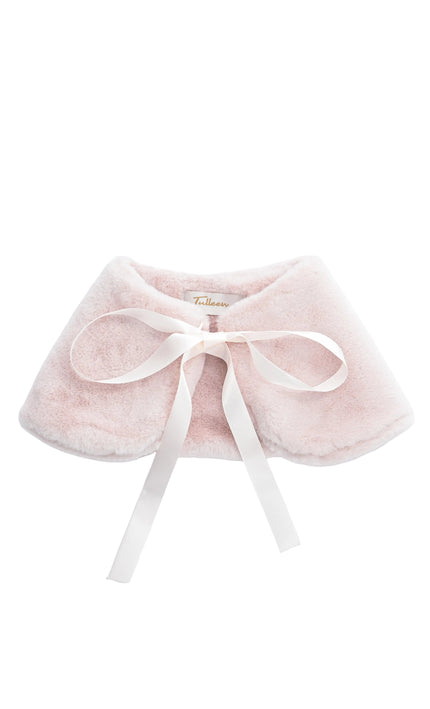 kids atelier tulleen Pink Ribbon-Tie Faux Fur Collar