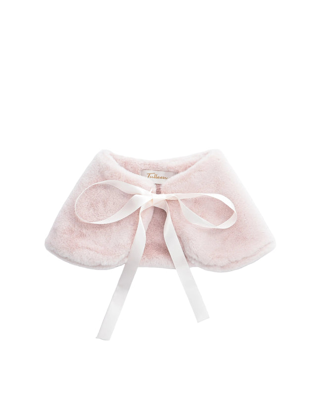 kids atelier tulleen Pink Ribbon-Tie Faux Fur Collar