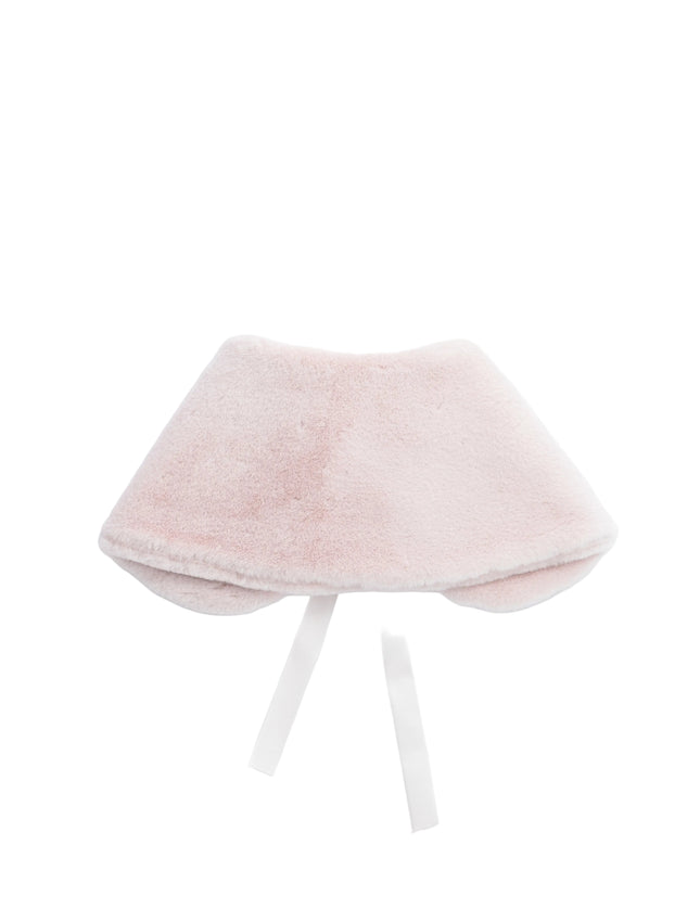 kids atelier tulleen Pink Ribbon-Tie Faux Fur Collar