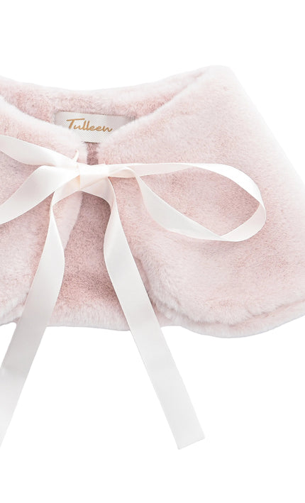 kids atelier tulleen Pink Ribbon-Tie Faux Fur Collar