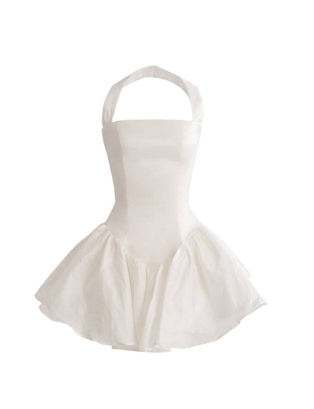 kids atelier tulleen White Halter Flared Dress